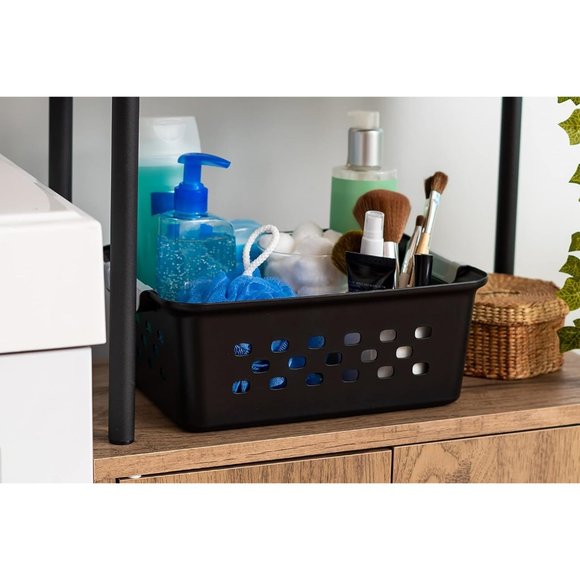 12Pack Black Small Shelf Storage Basket Organizer for Pantries - Picture 3 of 7